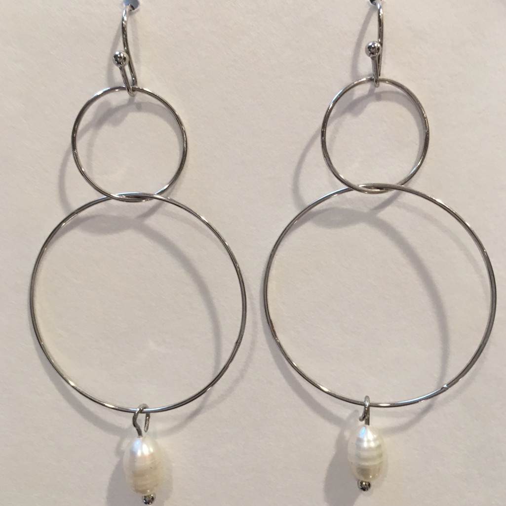 Silver Color Circle Earring With Pearl